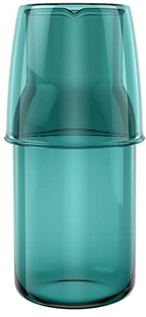 Amosfun Bedside Water Carafe, 500ml Water Jug with Tumbler for Nightstand, Clear Green Water Pitcher with Glass Cup for Bedroom