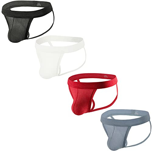 Sommarkod herr suspensoar bekväma män sport suspensoar underkläder för gym sport atletisk support, 4-pack Mix 1, XXL