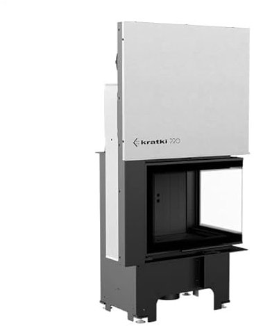 KRATKI VNP 610/430 Kamineinsatz 9 kW BImSchV 2 - Stahl mit schwarzer Thermotec - 82% Thermischer Wirkungsgrad, Lufteinlass, Guillotine-Tür - 140 x 73 cm