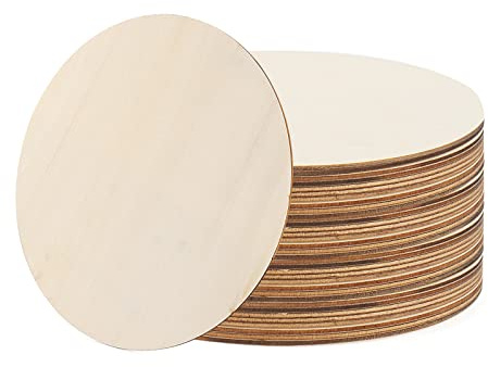 MANCHAP 40 st 20 cm/8 tum hantverk träcirklar, 2 mm tjocka obehandlade träskivor runda träämnen för hantverk, målning, gör-det-själv