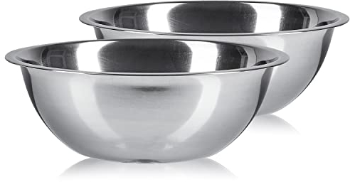 Pullmer Küchenschüssel 2er Set aus Edelstahl, ideal als Müslischale, Salatschüssel, Rührschüssel, Servierschüssel, Schüssel rund, lebensmittelecht und spülmaschinengeeignet (Ø 22 cm)
