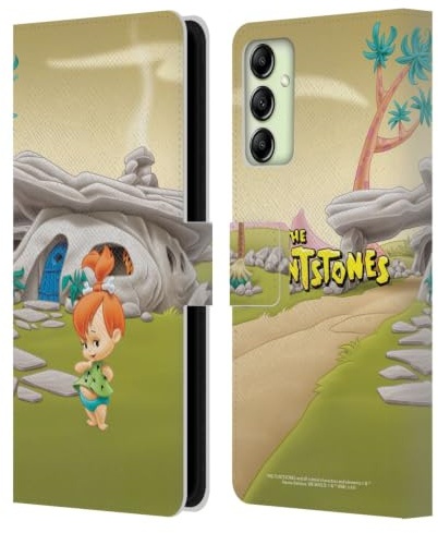 Head Case Designs Officially Licensed The Flintstones Pebbles Flintstones Characters Leather Wallet Case Compatible With Samsung Galaxy A14 5G