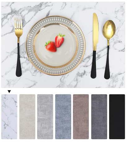 Homaxy Tischsets Abwaschbar 6er Set, Marmor | Doppelseitig, Hitzebeständig Platzsets aus Kunstleder, Wasserdicht, Rutschfest, langlebig, für Küche & Esszimmer