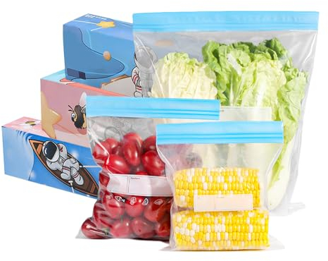 MAXQUU 70 Versiegelte Lebensmittelbeutel, Gefrierbeutel, Gefrieraufbewahrungsbeutel, Transparente Aufbewahrungsbeutel Aus Kunststoff, Lebensmittelechte Reißverschlussbeutel (Transparent)