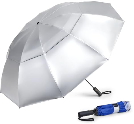 G4Free 42/46/54/62 Inch Large Golf Umbrella Compact Reverse Travel Umbrella 10 Ribs Windproof for Rain Double Canopy Automatic Open Close
