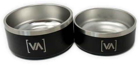 Vitomalia® Rutschfester Hundenapf aus Edelstahl für Hunde, Doppelwandig, Futternapf für Reisen, BPA-frei (Schwarz 2L)