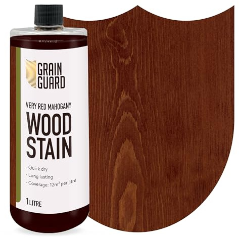 GRAIN GUARD Teinture pour bois | Acajou Très Rouge | 1 litre | À base d'eau et à faible odeur | Écologique et non toxique | Teinture pour bois d'intérieur | Application facile | Séchage rapide