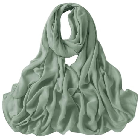 Lina & Lily Luxury Women's Bamboo Viscose Woven Scarf Shawl Wrap Solid Lightweight (Dusty Green)