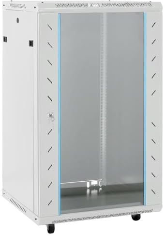 vidaXL 18U Nätverksskåp med svänghjul 19 IP20 60x60x100 cm, datorskåp, förvaringsskåp, nätverksförvaring, serverskåp