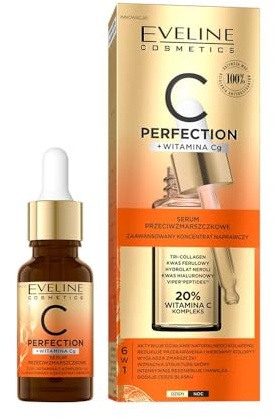 Eveline Cosmetics C-Perfection Anti-Aging Serum med 20% C-vitamin och ferulasyra | jämnar ut rynkor, jämn hy, intensiv fukt