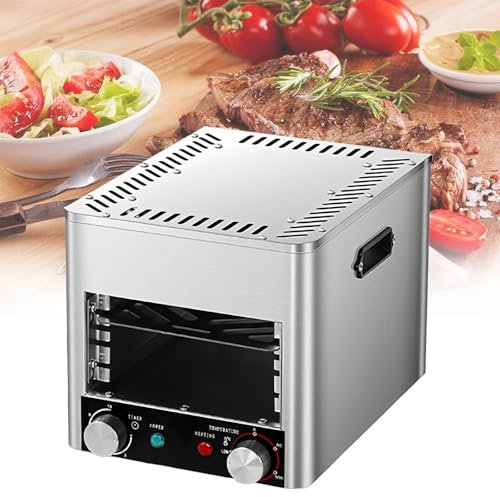 SAIYERUS Asador Eléctrico Infrarrojo Sin Humo para Uso en Interiores, Viene con Bandeja para Asar y Parrilla, Estufa de Carne Comercial de 800 ℃ para Cocinar Carne, Cerdo, Pollo y Verduras,A-220V