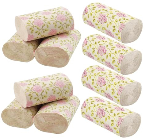 KOMBIUDA Carta Igienica in Pasta di Bamboo con Decorazioni a Rosa, 10 Pezzi senza Nucleo, Multipurpose e Pratica per Uso Domestico e Ufficio