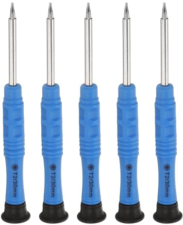 QUARKZMAN 5 Stück Schraubendreher T2, 90mm Länge Mini Schraubenzieher Screwdriver Set Kohlenstoffstahl mit Ergonomischem Griff für DIY Reparaturen, Blau