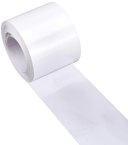 GORGECRAFT Cinta de Reparación de Vetas de Madera de 10mX4.9cm Autoadhesiva Texturizada Impermeable de PVC para Bordes de Espejos Mesas de RV Zócalos Puertas Ventanas Muebles Y Renovación Blanco Perla