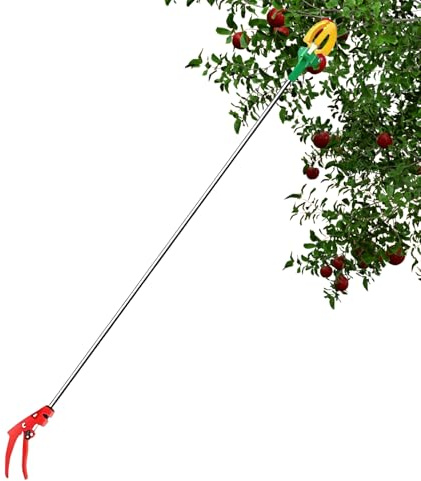 Kanoauo Recogedor de frutas con garras, telescópico, extensible, con longitud ajustable, para agricultores, personas mayores, jardineros, jardín
