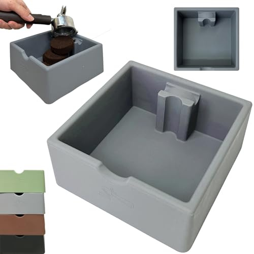 MORAINJAY Avtappningsbehållare för kaffesump portafilter espresso, grå silikon knackbox för kaffe 16 x 15 x 6,5 cm avslagslåda – kaffemaskin rak munhink perfekt för portafilter maskiner