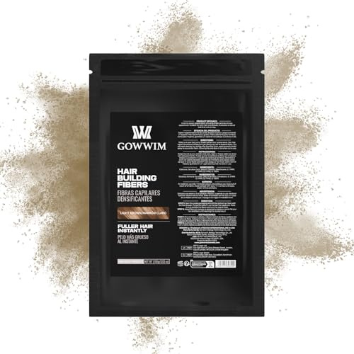 Gowwim 100 g de poudre pour cheveux pleins en quelques secondes pour hommes et femmes, volume instantané, résistant au vent et à l'eau, facile à laver, marron clair