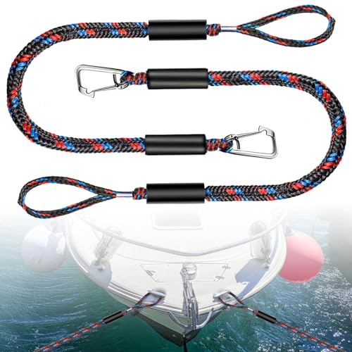 2 Stück Bungee Dock Line,Festmacherleine Boot,Festmacher Seil für Boote | Festmacherleine Boot Fenderleine mit Haken, Bungee Line mit Karabinerclip, Bootszubehör für Boote,Kajak,Jetski,Pontoon,Kanu