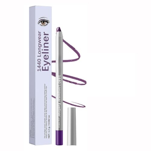 EONFAVE Eyeliner vattentät, kajalpenna, lila, krämigt ögonfoder, vattentät matta med exakt spets, torksäker och högpigmenterad, eyeliner gel för ögonblick, rökiga ögon och dagmakeup (lila)