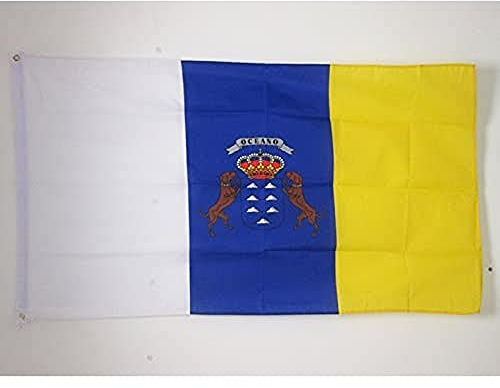 AZ FLAG - Bandera Canarias - 90x60 cm - Bandera Canaria 100% Poliéster Con Ojales de Metal integrados - 50g - Colores Vivos Y Resistente A La Decoloración