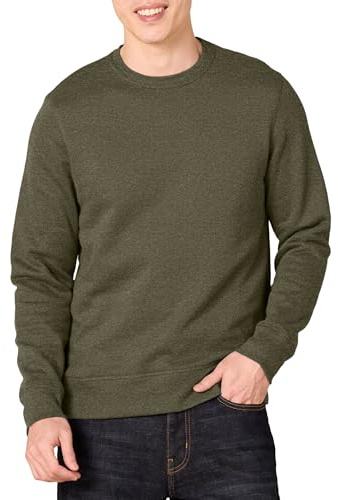 Amazon Essentials Sweat-shirt à col rond en polaire (grandes tailles disponibles) Homme, Vert Olive Chiné, L
