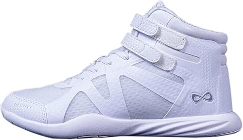 Nfinity Mid-Top White Athletic Shoes for Women – Lightweight Indoor Gym & Tennis Shoes for Cheer, Dance & Cross Training – Breathable with Ankle Support & All-Surface Grip