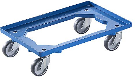 eurokraft | Plateau Roulant Professionnel | 600 x 400 mm | 4 roulettes pivotantes à Bandage Caoutchouc | Bleu