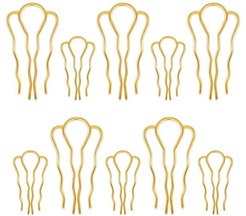 Haar Steckkamm 10 Stück Metall Haarkämme Steckkamm, 4 Zähne Haarschmuck Kamm Groß Haarnadel Gold Einsteckkamm Seitenkamm für Frauen Mädchen, 2 Größen