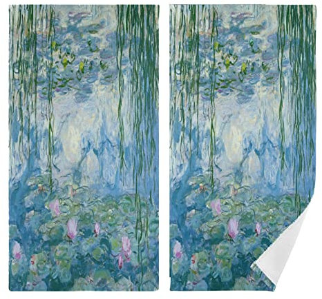 Handtuch-Set, Monet-Seerosen, Weide, Blumenmuster, saugfähiges Handtuch für Badezimmer, 36,1 x 71,1 cm