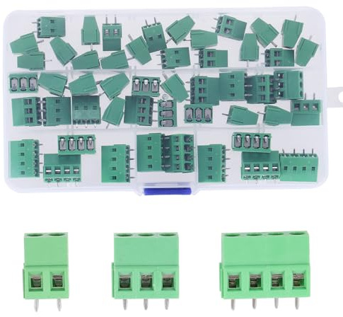 Molence 50PCS 5.08mm 0.2 Pitch PCB Mount Screw Terminal Block Connector, 2P 3P 4P Terminals 300V 10A for 22-14AWG Cable