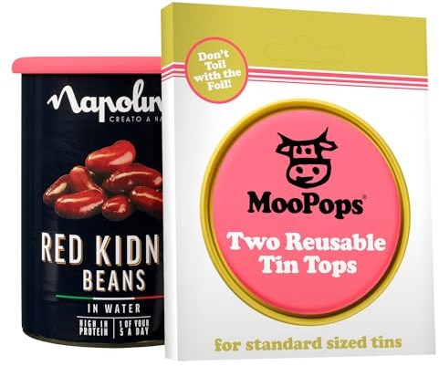 MOOPOPS Reusable Silicone Tin Can Tops - 2 Pack | Dishwasher & Fridge Safe | Airtight & Leakproof Lid | Durable & Made to Be Reused | Easy to Use | Designed to Fit Standard Sized Tins | BPA Free