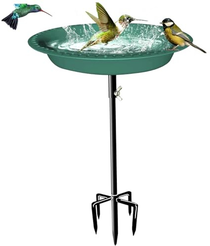 Metallvogelbad, Vogelbad für Garten 35,4 Zoll stehendes Metallvogelbad mit Metallstake wasserdicht abnehmbar Vogelbad Schüssel Spa Birdfeeder für Garten Terrasse Rasen, Vogelbad für Garten