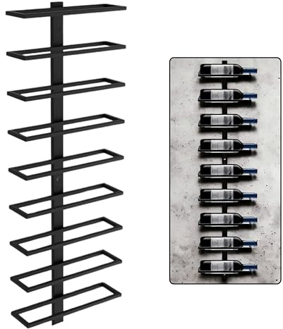 catrinaz® Wand-Weinregal für 9 Flaschen – Hängendes Weinregal aus Hochwertigem Stahl – Matt Schwarz – Industrielles Design – Platzsparend & Dekorativ