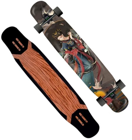 46 Zoll Longboards für Mädchen Jungen, Longboard Skateboards Cruiser Double Kick Concave Pro Complete Skateboard Deck für Kinder Erwachsene Anfänger Extremsport (Color : Style E)