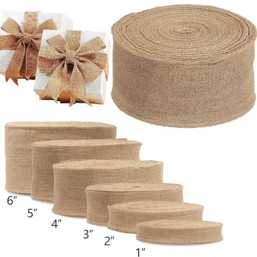 1 Meter Sackleinenband, natürliches Jutestoffband, Bastelband, Weihnachts- und Hochzeitsgeschenk, Sackleinenstoff, 25/30/35/40/50/60/70/80/100/150 mm, Breite 60 mm, Länge 1 Meter