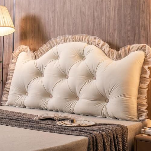 BIRJXVTO Keilkissen Lesekissen für Bett und Sofa Lehnenkissen, Rückenkissen Kopfteil Bett Rückenlehne Großes Dreieckiges Lendenkissen,Weiß,90cm