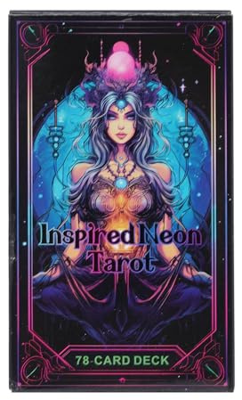 Cartas de Oráculo y Tarot para Principiantes - Mazo de Oráculo de Neón - Versión Inglesa - Juego de Adivinación de 10,5 x 6,3 cm