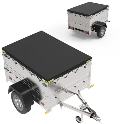 Telone per rimorchio, 258 x 136 x 10 cm, in PVC, rinforzato, impermeabile e resistente agli strappi, per Stema Böckmann, 750 kg, colore nero