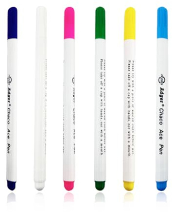 XUZOPIM 6 Stück Water Soluble Marker Pens Textile Markers Sewing Set, Water Soluble And Self-Extinguishing, Precise Tailor'S Chalk For Sewing, Quilting And Leather Work, High-Quality Fabric Marker
