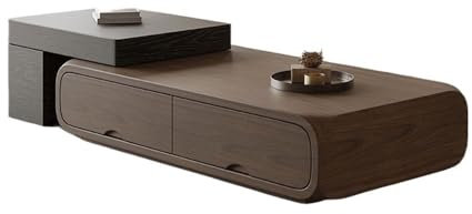Table basse extensible en bois de noyer avec rangement multifonctionnel et design arrondi lisse pour salles de séjour modernes et minimalistes