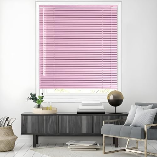 Alu-Jalousie Nach Maß Aluminium Horizontale Jalousien Verdunkelungsrollo 25 Mm Lamelle Jalousette Für Bad Küche Schlafzimme Sichtschutz, Lichtschutz, Blendschutz(Pink)