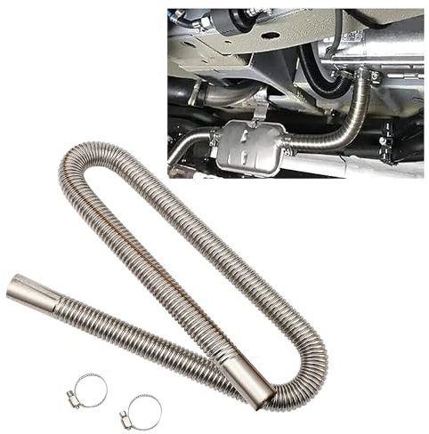XhuangTech Air Heater Exhaust Pipe with 2 Clamps, Silver Diesel Heater Exhaust Pipe Stainless Steel, 25mm Flexible Connector Air Intake Pipe Heater Auxiliary Accessories for Cars, Trucks (100cm)