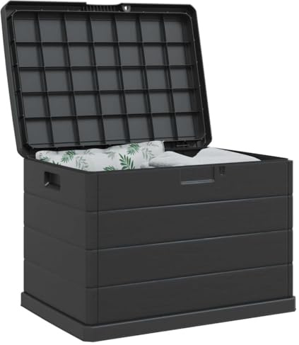 vidaXL Gartenlagerbox Anthrazit 77,5 x 54,5 x 53 cm Kunststoff, Garten und Terrasse, Rechteckiger Aufbewahrungsbox, Moderner Organizer, Balkon-Einheit, Großer Platz für Draußen