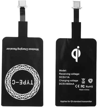 2pcs Récepteur Adaptateur Charge sans Fil 5V 1000mA, Adaptateur Type C Qi pour Samsung Galaxy Huawei Xiaomi Motorola Google Pixel Oppo Vivo Son et Autres Téléphones Android USB C