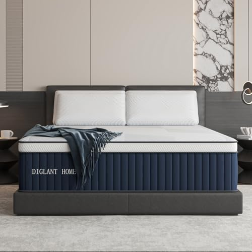 DIGLANT Full Mattress, 14Inch Medium Plush Euro Top Memory Foam Hybrid Mattress, Edge Support & Pressure Relief Individual Pocket Springs Full Size Mattresses in Box, CertiPUR-US Certified, 54*75