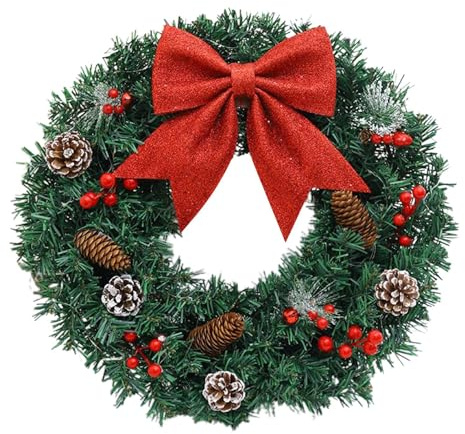 Renchey Corona Navideña de Exterior,Corona de Piñas Navideña | Decoración Estacional para Pared Granja Puerta Ventana Cocina Armario Porche