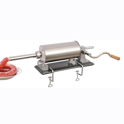 Sausage Stuffer, 4L Stainless Steel Manual Sausage Maker, Horizontal Meat Filling Kitchen Machine with 8 Stuffing Tubes
