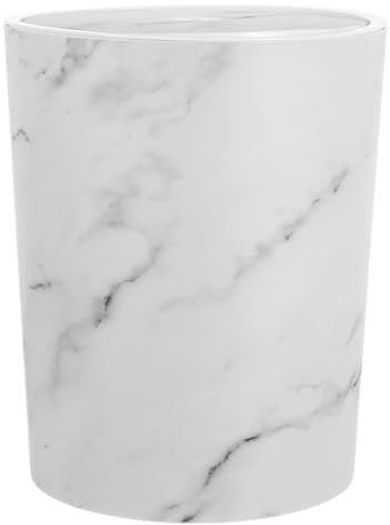 BESPORTBLE Cestino della Spazzatura con Coperchio a Ribalta Grande Capacità in Plastica Effetto Marmo Bianco per Bagno Cucina e Ufficio Contenitore per Rifiuti Multiuso da Tavolo e