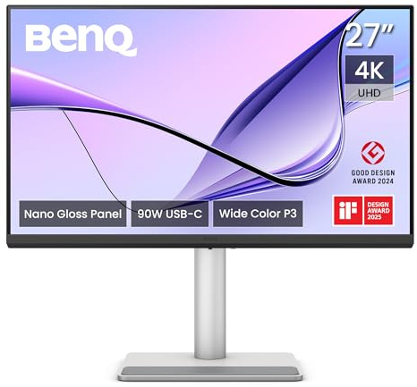 BenQ Monitor MA270UP 27 4K 3840x2160 Nano Gloss para MacBook con Thunderbolt 4. Panel IPS de 10 bits con 99% sRGB y 98% P3. Colores de Mac calibrados. HDR10, HDR400. Ajustable en Altura.