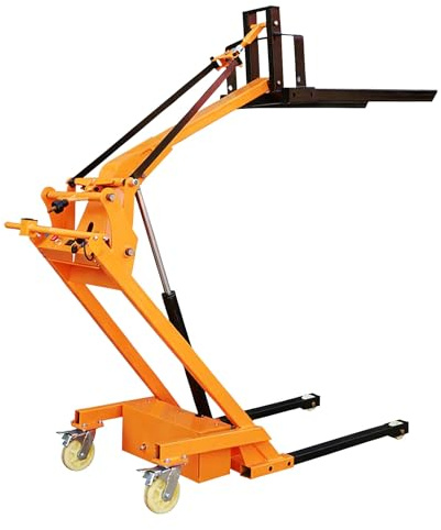 Capacidad de elevación de 1100-1543 Libras, apilador Totalmente eléctrico, montacargas portátil de Brazo articulado, manipulador hidráulico Plegable de Materiales.(Fork Type,1100LB)